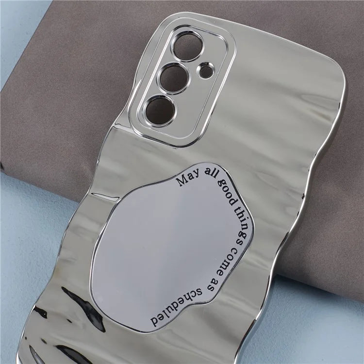 HYT Series Mirror Case for Samsung Galaxy A34 5G Curly Wave Frame Phone Cover