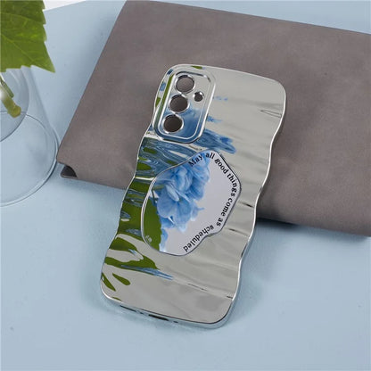 HYT Series Mirror Case for Samsung Galaxy A34 5G Curly Wave Frame Phone Cover
