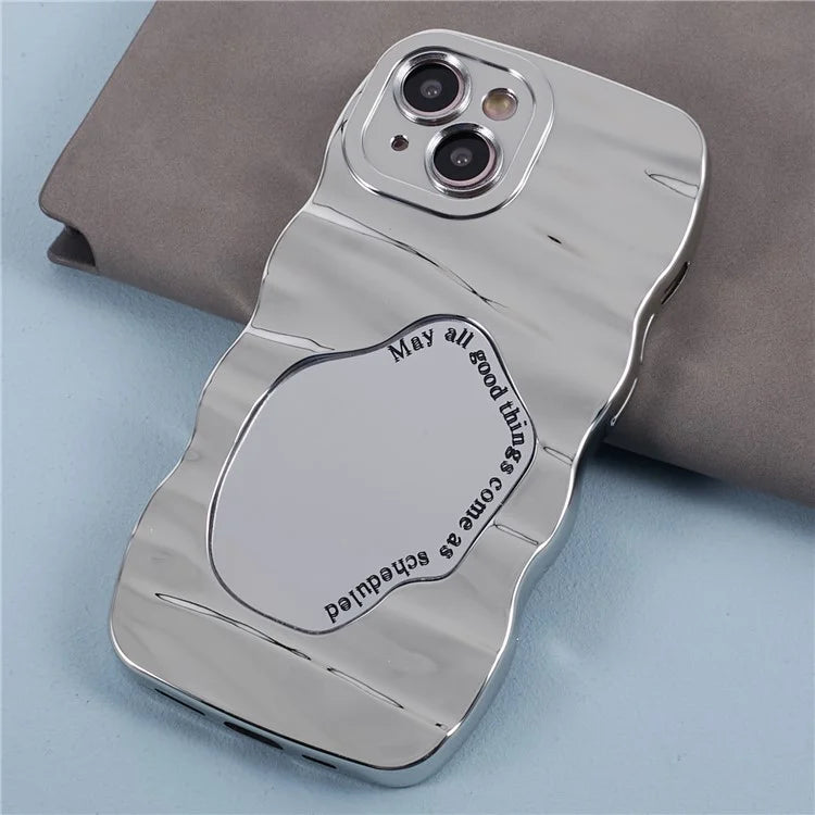 HYT Series For iPhone 13 Wave Frame Mirror Case Soft TPU Electroplating Phone Cover