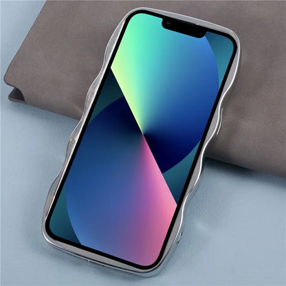 HYT Series For iPhone 13 Wave Frame Mirror Case Soft TPU Electroplating Phone Cover
