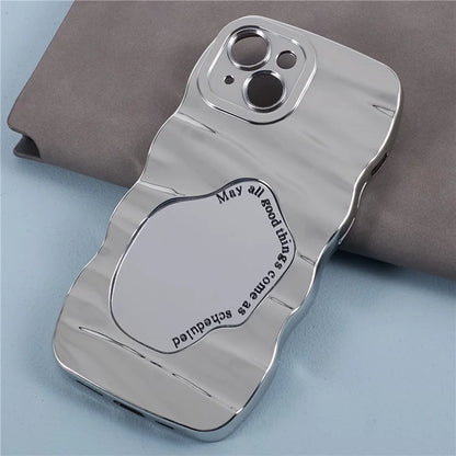 HYT Series For iPhone 13 Wave Frame Mirror Case Soft TPU Electroplating Phone Cover
