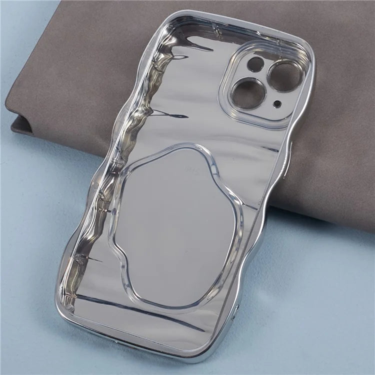 HYT Series For iPhone 13 Wave Frame Mirror Case Soft TPU Electroplating Phone Cover