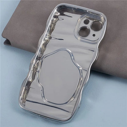 HYT Series For iPhone 13 Wave Frame Mirror Case Soft TPU Electroplating Phone Cover