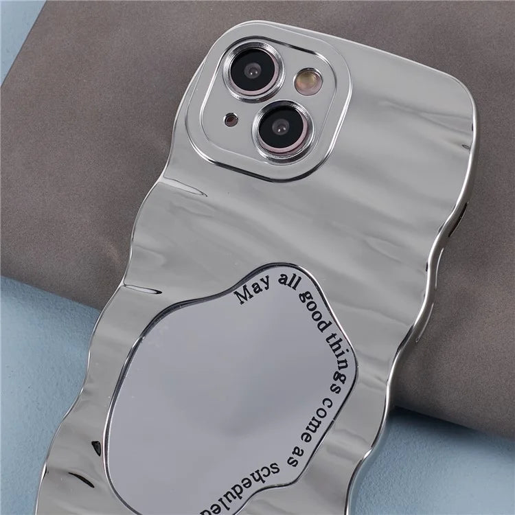 HYT Series For iPhone 13 Wave Frame Mirror Case Soft TPU Electroplating Phone Cover