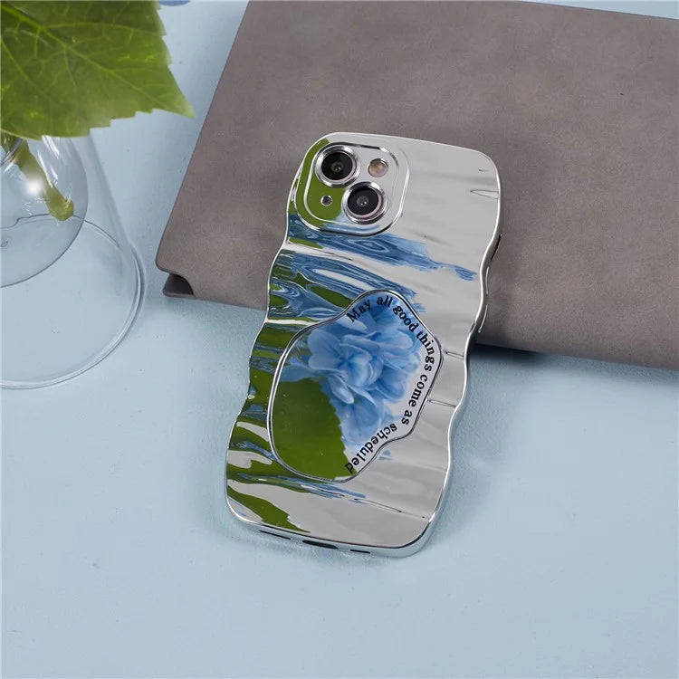 HYT Series For iPhone 13 Wave Frame Mirror Case Soft TPU Electroplating Phone Cover