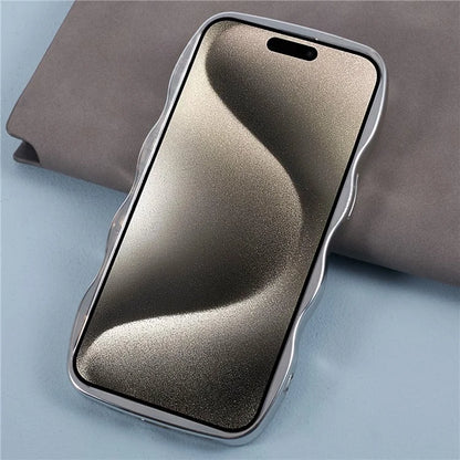 HYT Series Soft TPU Case for iPhone 15 Curly Wave Shape Phone Cover Mirror Makeup
