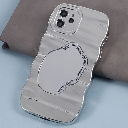 HYT Series For iPhone 12 Mirror Plating Phone Case Wave Frame TPU Cover