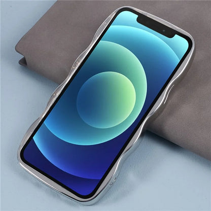 HYT Series For iPhone 12 Mirror Plating Phone Case Wave Frame TPU Cover