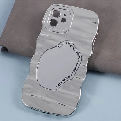 HYT Series For iPhone 12 Mirror Plating Phone Case Wave Frame TPU Cover