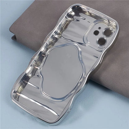 HYT Series For iPhone 12 Mirror Plating Phone Case Wave Frame TPU Cover
