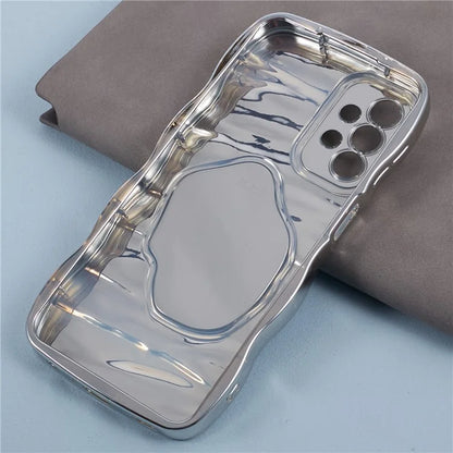 HYT Series For Samsung Galaxy A13 4G Mirror Phone Case Electroplating Phone Cover Wave Frame