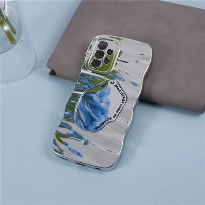 HYT Series For Samsung Galaxy A13 4G Mirror Phone Case Electroplating Phone Cover Wave Frame