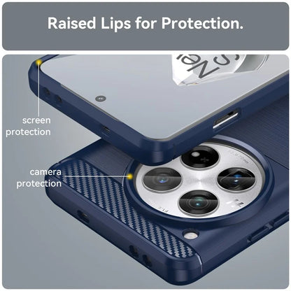 For OnePlus 12 5G Case Anti-Dust Carbon Fiber Texture TPU Phone Cover