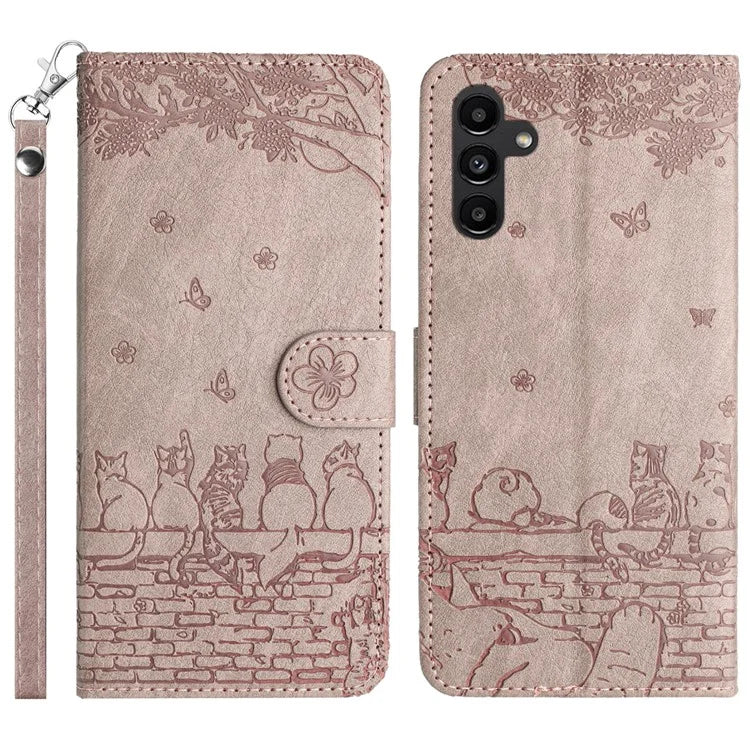 For Samsung Galaxy A55 5G Case PU Leather Wallet Cell Phone Cover with Strap