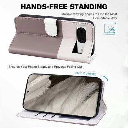Cartoon Pet Series for Google Pixel 8 Case Leather  Splicing Phone Stand Cover with Wrist Strap