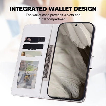Cartoon Pet Series for Google Pixel 8 Case Leather  Splicing Phone Stand Cover with Wrist Strap