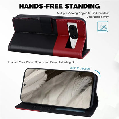 Cartoon Pet Series for Google Pixel 8 Case Leather  Splicing Phone Stand Cover with Wrist Strap