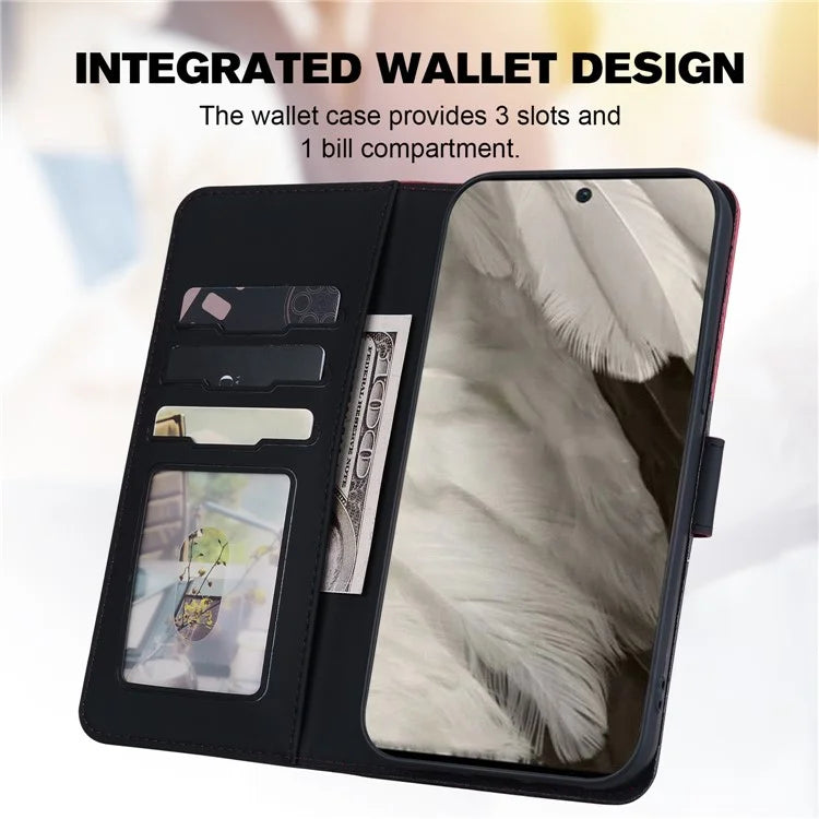 Cartoon Pet Series for Google Pixel 8 Case Leather  Splicing Phone Stand Cover with Wrist Strap