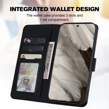 Cartoon Pet Series for Google Pixel 8 Case Leather  Splicing Phone Stand Cover with Wrist Strap