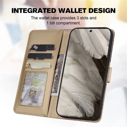 Cartoon Pet Series for Google Pixel 8 Case Leather  Splicing Phone Stand Cover with Wrist Strap