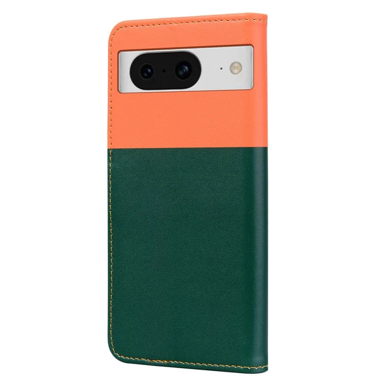 Cartoon Pet Series for Google Pixel 8 Case Leather  Splicing Phone Stand Cover with Wrist Strapish Green