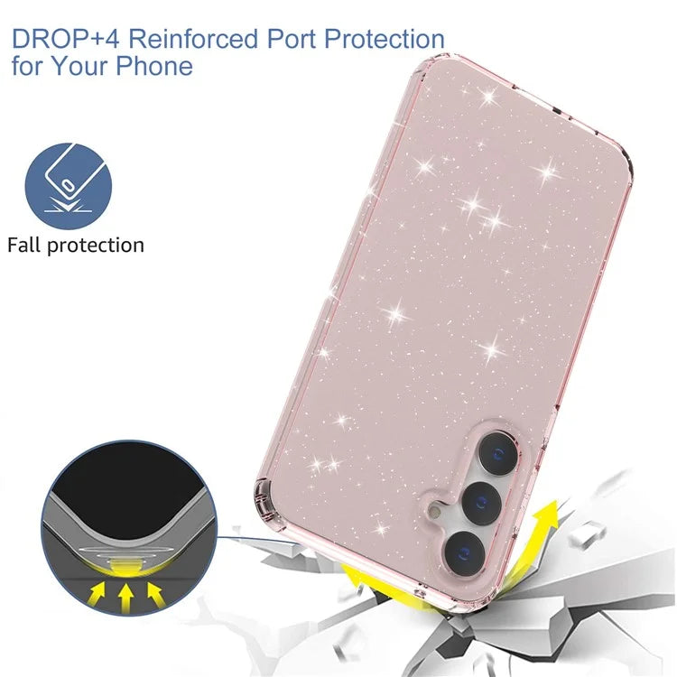For Samsung Galaxy S23 FE Clear Case Glitter Powder TPU Phone Cover