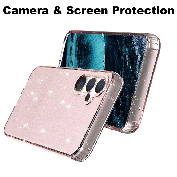 For Samsung Galaxy S23 FE Clear Case Glitter Powder TPU Phone Cover