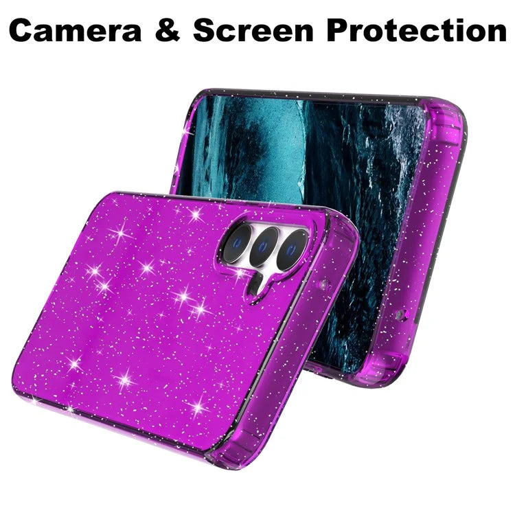 For Samsung Galaxy S23 FE Clear Case Glitter Powder TPU Phone Cover