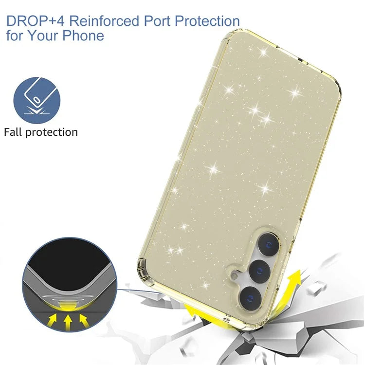 For Samsung Galaxy S23 FE Clear Case Glitter Powder TPU Phone Cover