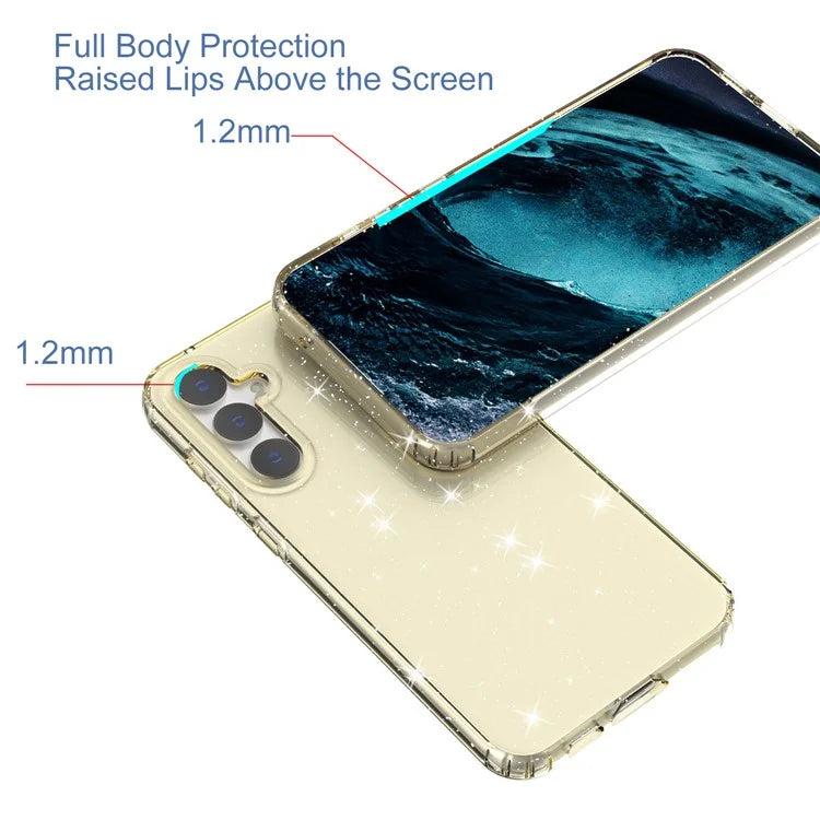 For Samsung Galaxy S23 FE Clear Case Glitter Powder TPU Phone Cover
