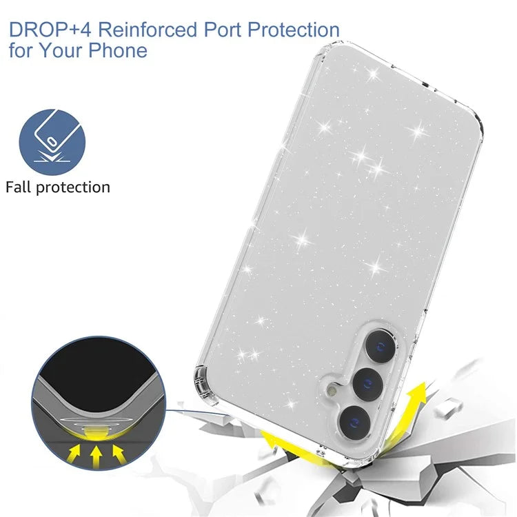 For Samsung Galaxy S23 FE Clear Case Glitter Powder TPU Phone Cover