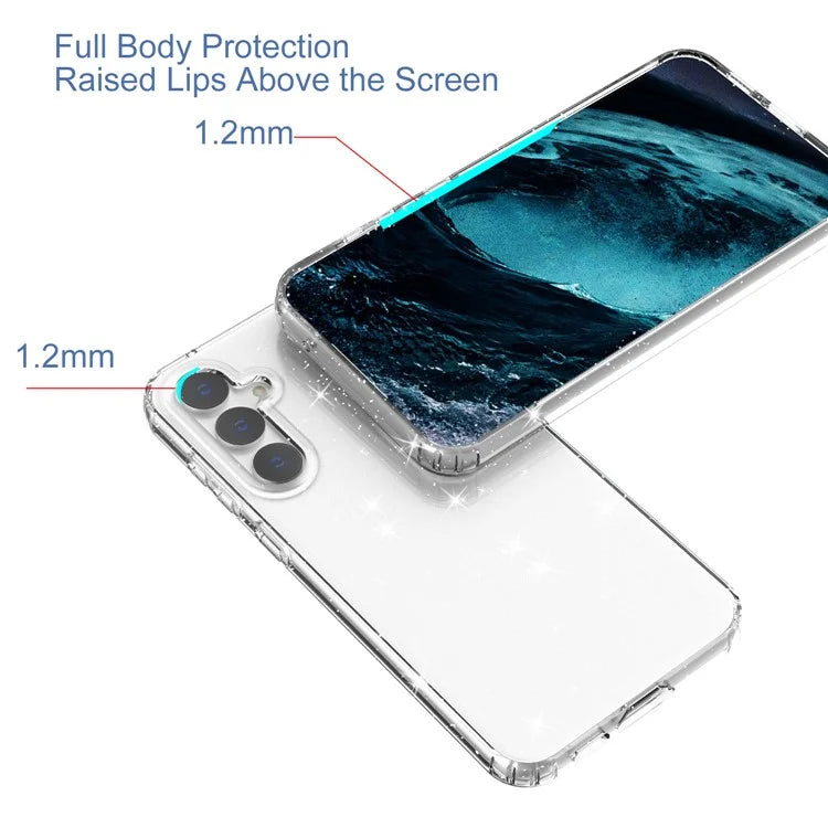 For Samsung Galaxy S23 FE Clear Case Glitter Powder TPU Phone Cover