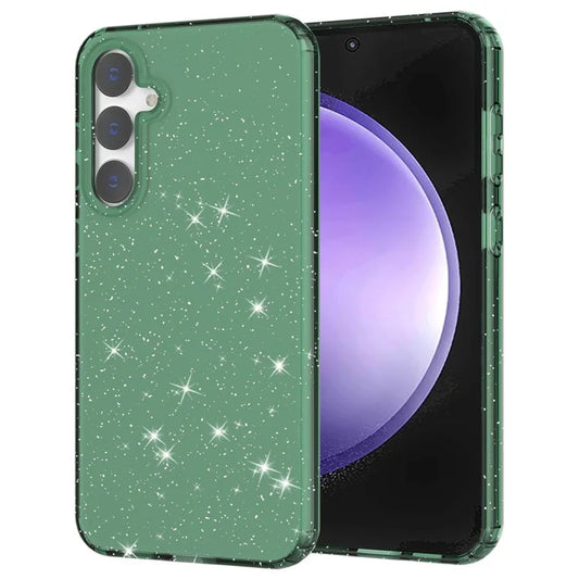 For Samsung Galaxy S23 FE Clear Case Glitter Powder TPU Phone Cover Dark Green