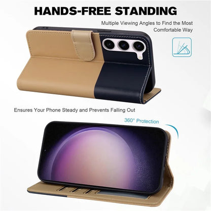 Cartoon Pet Series for Samsung Galaxy S23+ Case PU Leather+TPU Color Splicing Phone Stand Cover