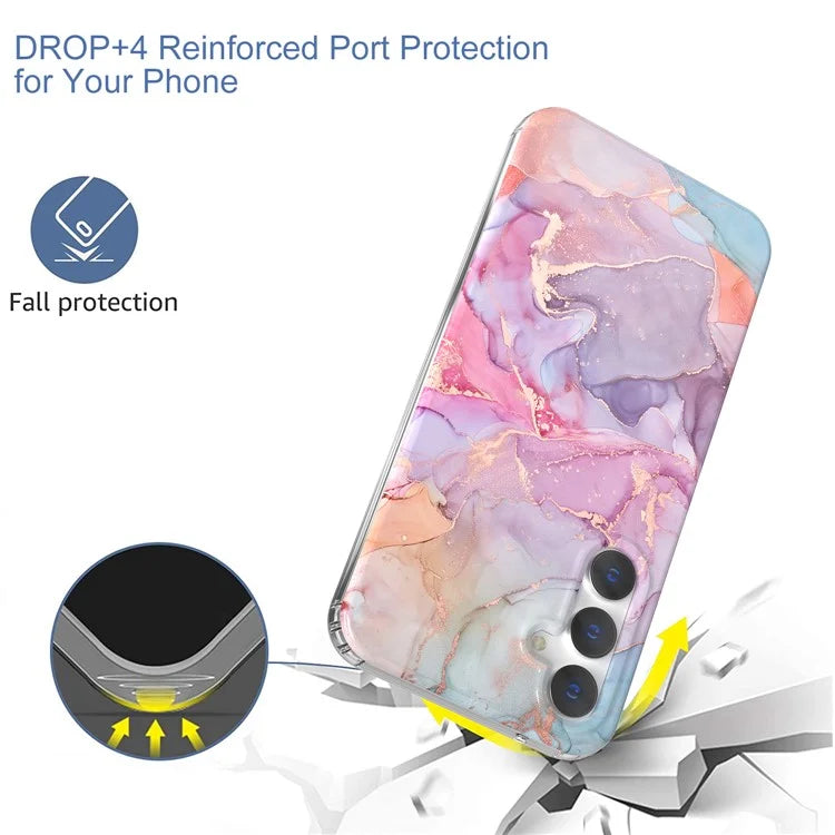 For Samsung Galaxy S23 FE Case GW18 PC+TPU Shell Marble Pattern IMD Phone Cover