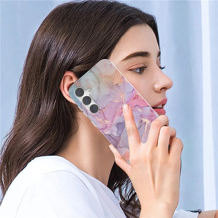 For Samsung Galaxy S23 FE Case GW18 PC+TPU Shell Marble Pattern IMD Phone Cover