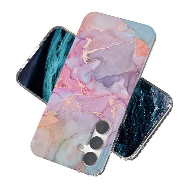 For Samsung Galaxy S23 FE Case GW18 PC+TPU Shell Marble Pattern IMD Phone Cover
