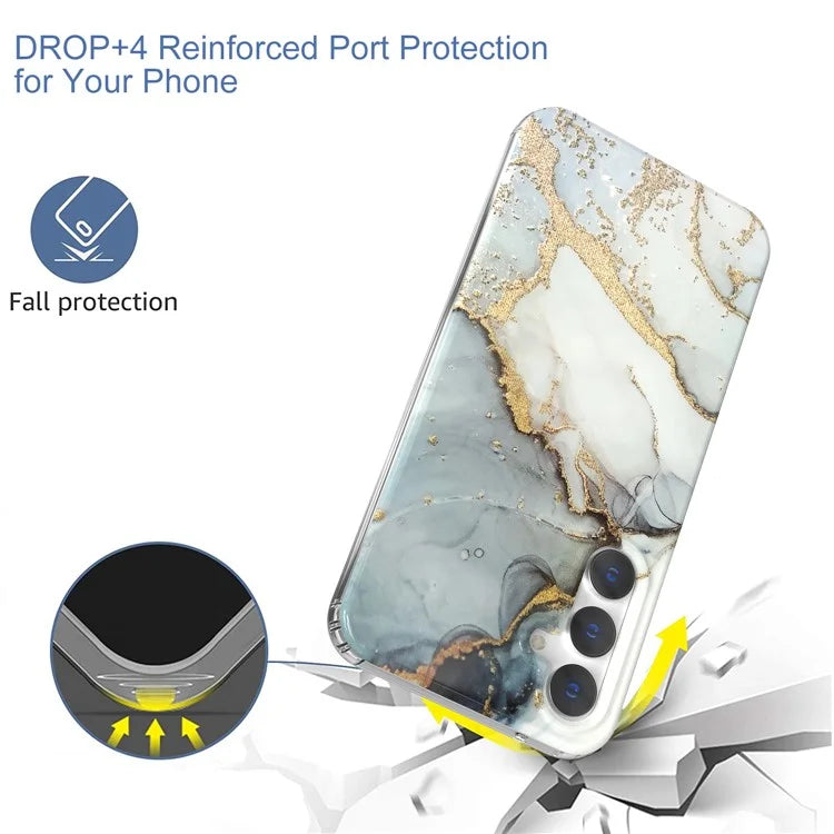 For Samsung Galaxy S23 FE Case GW18 PC+TPU Shell Marble Pattern IMD Phone Cover