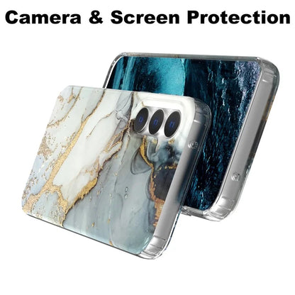 For Samsung Galaxy S23 FE Case GW18 PC+TPU Shell Marble Pattern IMD Phone Cover