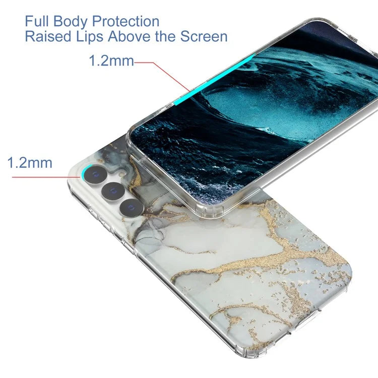 For Samsung Galaxy S23 FE Case GW18 PC+TPU Shell Marble Pattern IMD Phone Cover