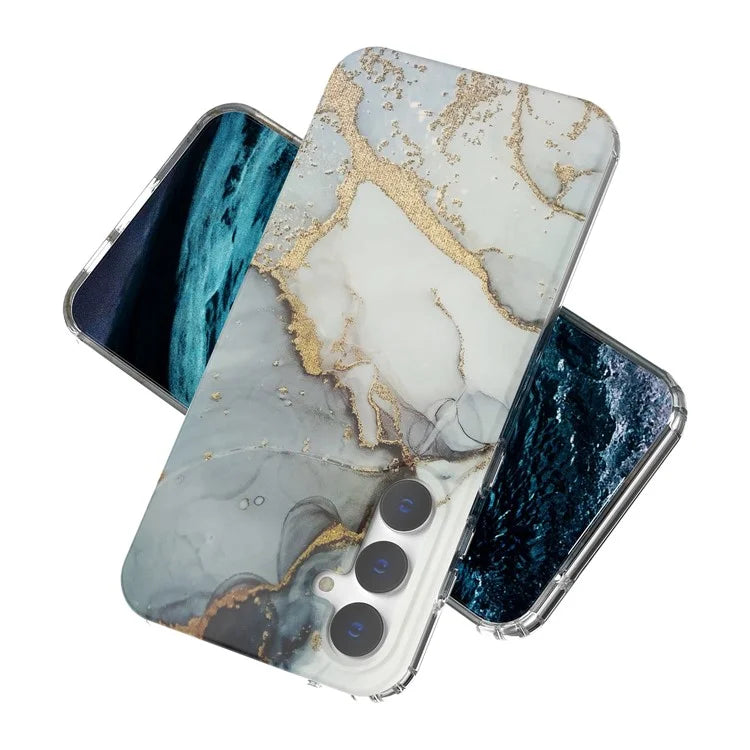 For Samsung Galaxy S23 FE Case GW18 PC+TPU Shell Marble Pattern IMD Phone Cover