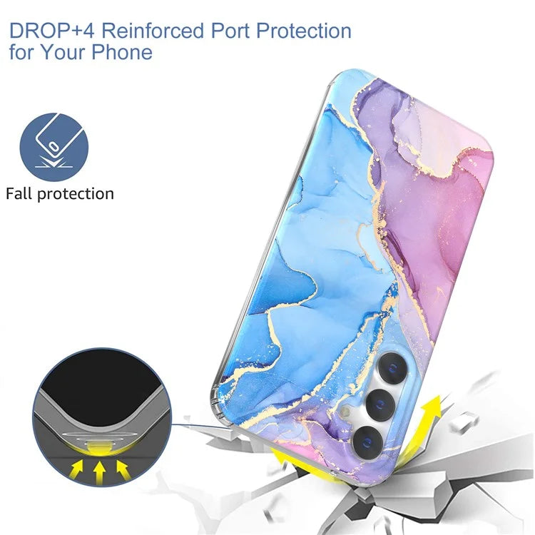 For Samsung Galaxy S23 FE Case GW18 PC+TPU Shell Marble Pattern IMD Phone Cover