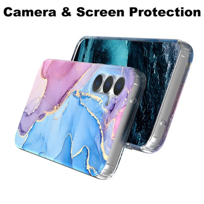 For Samsung Galaxy S23 FE Case GW18 PC+TPU Shell Marble Pattern IMD Phone Cover