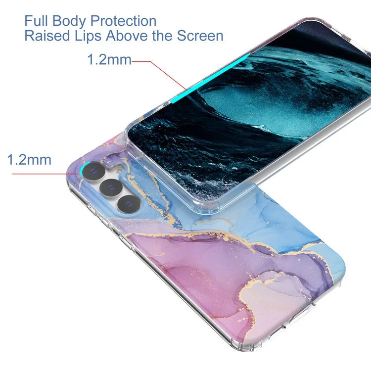 For Samsung Galaxy S23 FE Case GW18 PC+TPU Shell Marble Pattern IMD Phone Cover