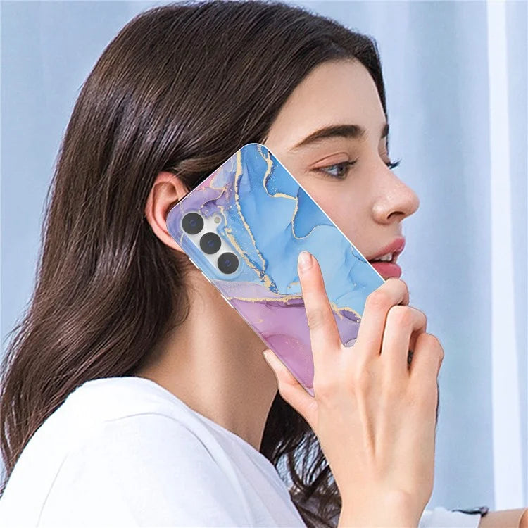 For Samsung Galaxy S23 FE Case GW18 PC+TPU Shell Marble Pattern IMD Phone Cover