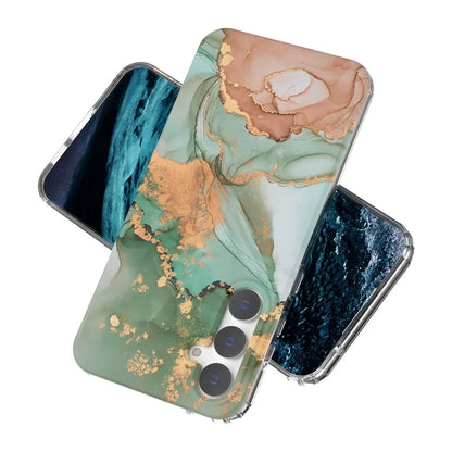 For Samsung Galaxy S23 FE Case GW18 PC+TPU Shell Marble Pattern IMD Phone Cover