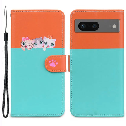 Cartoon Pet Series for Google Pixel 7 5G Cell Phone Case Leather Animal Pattern Stand Cover