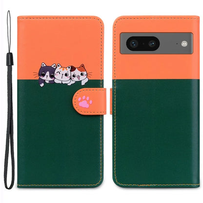 Cartoon Pet Series for Google Pixel 7 5G Cell Phone Case Leather Animal Pattern Stand Cover