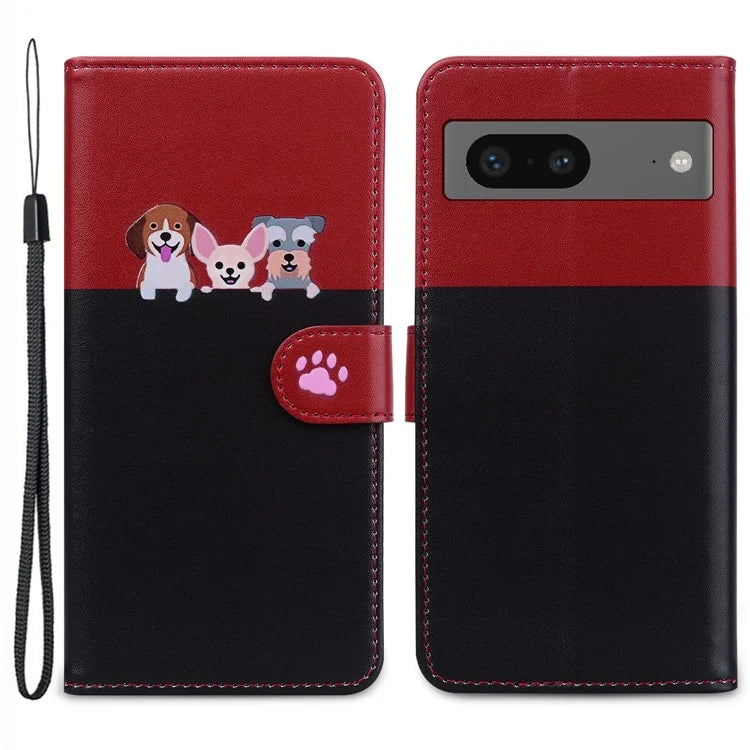 Cartoon Pet Series for Google Pixel 7 5G Cell Phone Case Leather Animal Pattern Stand Cover