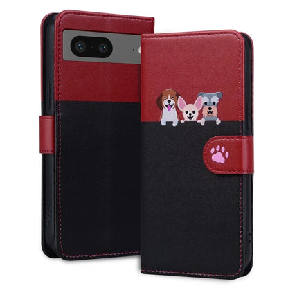 Cartoon Pet Series for Google Pixel 7 5G Cell Phone Case Leather Animal Pattern Stand Cover